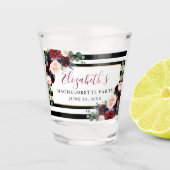 Burgundy Floral Striped Bachelorette Party Shot Glas (Voorkant)