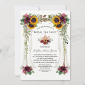 Burgundy Floral Sunflower Canopy Bridal Tea Party Kaart (Voorkant)