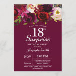 Burgundy Floral Surprise 18th Birthday Party Kaart<br><div class="desc">Burgundy Floral Surprise 18th Birthday Party Invitation for women. Burgundy Red Birthday Party nodigt uit. Florale bloem van de Bourgogne Waterverf. 13e 15e 16e 18e 21e 30e 40e 50e 60e 70e 80e 90e 100e. Voor verdere aanpassing, te klikken gelieve de knoop "van de Aanpassing het"en ons ontwerphulpmiddel te gebruiken om...</div>