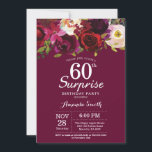 Burgundy Floral Surprise 60th Birthday Party Kaart<br><div class="desc">Burgundy Floral Surprise 60th Birthday Party Invitation for women. Burgundy Red Birthday Party nodigt uit. Florale bloem van de Bourgogne Waterverf. 13e 15e 16e 18e 21e 30e 40e 50e 60e 70e 80e 90e 100e. Voor verdere aanpassing, te klikken gelieve de knoop "van de Aanpassing het"en ons ontwerphulpmiddel te gebruiken om...</div>