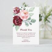 Burgundy Floral | Verjaardag Dank je wel Bedankkaart (Staand voorkant)