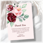 Burgundy Floral | Verjaardag Dank je wel Bedankkaart