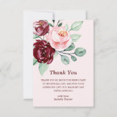 Burgundy Floral | Verjaardag Dank je wel Bedankkaart (Voorkant)