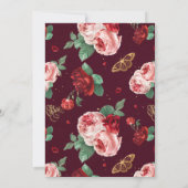 Burgundy Floral  Victoriaans Style Wedding Kaart (Achterkant)