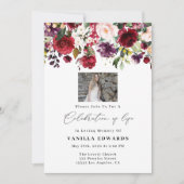 Burgundy Floral viering van het leven Kaart (Voorkant)