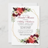 Burgundy Floral Vrijgezellenfeest Boho Invitation Kaart (Voorkant)