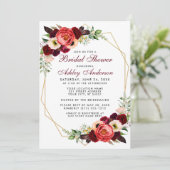 Burgundy Floral Vrijgezellenfeest Boho Invitation Kaart (Staand voorkant)