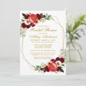 Burgundy Floral Vrijgezellenfeest Boho Invite BG Kaart (Staand voorkant)