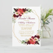 Burgundy Floral Vrijgezellenfeest Boho Invite GB Kaart (Staand voorkant)