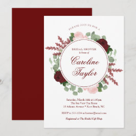 Burgundy Floral Vrijgezellenfeest Elegant Waterver Kaart