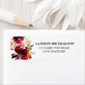 Burgundy Floral Waterverf Adresetiketten Etiket (Insitu)