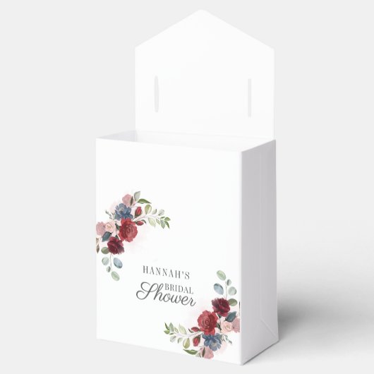 Burgundy Floral Waterverf Blush Vrijgezellenfeest Bedankdoosjes (Geopend)