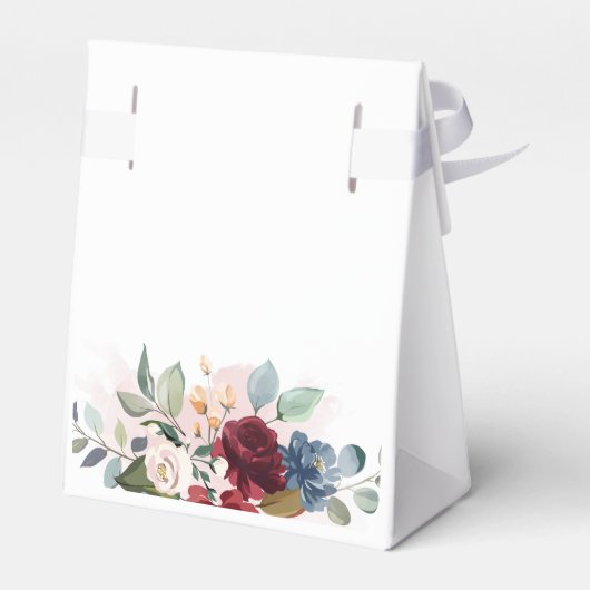 Burgundy Floral Waterverf Blush Vrijgezellenfeest Bedankdoosjes (Achterkant)