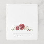 Burgundy floral Waterverf bruiloft Plaatskaartje (Buitenkant ongevouwen)