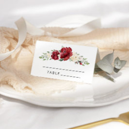 Burgundy floral Waterverf bruiloft Plaatskaartje