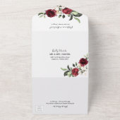 Burgundy Floral Waterverf Elegant Wedding All In One Uitnodiging (Buitenkant)