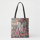Burgundy Floral Waterverf Forest Animal Monogram Tote Bag (Voorkant)