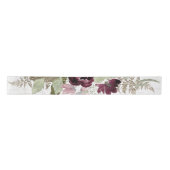 Burgundy Floral Waterverf Navy Pink Flower Script Satijnen Lint (Voorkant)
