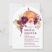 Burgundy Floral Waterverf Pumpkin Vrijgezellenfees Kaart (Voorkant)