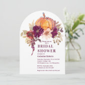 Burgundy Floral Waterverf Pumpkin Vrijgezellenfees Kaart (Staand voorkant)