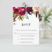 Burgundy Floral Waterverf RSVP (Staand voorkant)