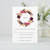 Burgundy Floral Waterverf RSVP (Staand voorkant)