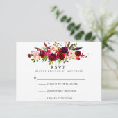 Burgundy Floral Waterverf RSVP (Staand voorkant)