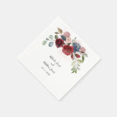 Burgundy Floral Waterverf Script Weddenschap Paper Servet (Hoek)