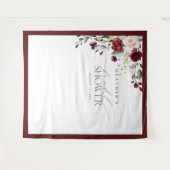 Burgundy Floral Waterverf Shower Photo Booth Wandkleed (Voorkant (horizontaal))