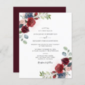 Burgundy Floral Waterverf Weddenschap (Voorkant / Achterkant)
