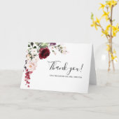 Burgundy Floral Waterverf Weddenschap Bedankt Kaart (Gele Bloem)