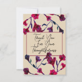 Burgundy Floral Waterverf Wedding Bedankkaart (Voorkant)