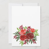 Burgundy Floral Waterverf Wedding Kaart (Achterkant)