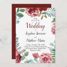 Burgundy Floral Waterverf Wedding