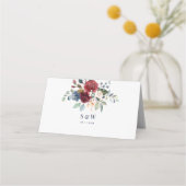 Burgundy Floral Waterverf Wedding Reception Plaatskaartje (Achterkant)