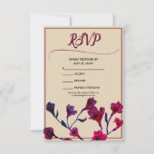 Burgundy Floral Waterverf Wedding RSVP Kaartje (Voorkant)