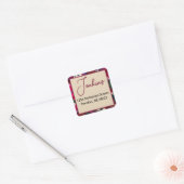 Burgundy Floral Waterverf Wedding Square Sticker (Envelop)