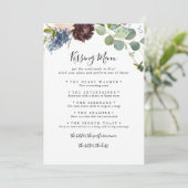 Burgundy Floral Weddenschap Menu Spel Card (Staand voorkant)