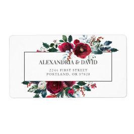 Burgundy Floral Wedding Adresetiketten Etiket