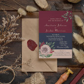 Burgundy Floral Wedding All in One Kaart