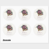 Burgundy Floral Wedding Bedankt Ronde Sticker (Vel)