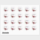Burgundy Floral Wedding Bedankt Ronde Sticker (Vel)