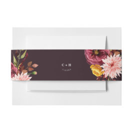 Burgundy Floral Wedding Belly Bands Uitnodigingen Wikkel