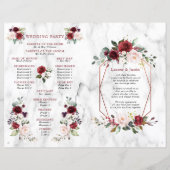 Burgundy Floral Wedding Booklet Programme 1/2 pagi (Achterkant)