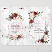 Burgundy Floral Wedding Booklet Programme 1/2 pagi (Voorkant / Achterkant)
