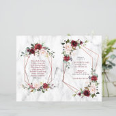 Burgundy Floral Wedding Booklet Programme 1/2 pagi (Staand voorkant)