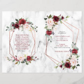 Burgundy Floral Wedding Booklet Programme 1/2 pagi (Voorkant)