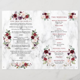 Burgundy Floral Wedding Booklet Programme 2/2 pagi