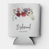 Burgundy Floral Wedding Bridesmaid Persoonlijk Blikjeskoeler (Voorkant)