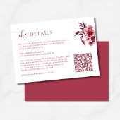  Burgundy Floral Wedding Details Card QR Code  Informatiekaartje